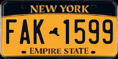 NY license plate FAK1599