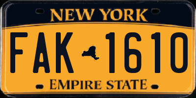 NY license plate FAK1610