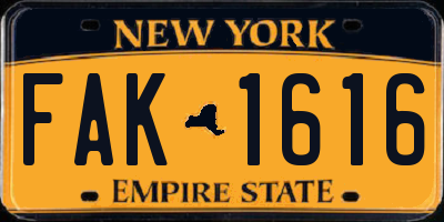 NY license plate FAK1616