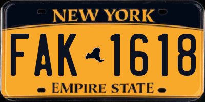 NY license plate FAK1618