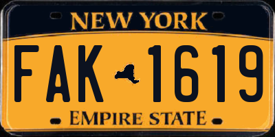 NY license plate FAK1619