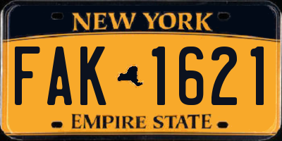 NY license plate FAK1621