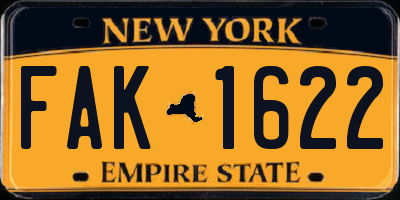 NY license plate FAK1622