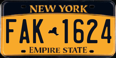 NY license plate FAK1624