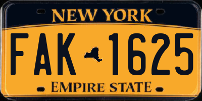 NY license plate FAK1625