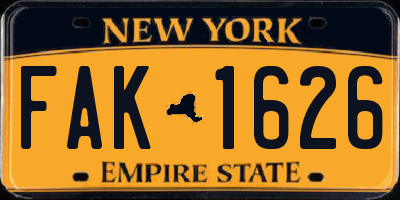 NY license plate FAK1626