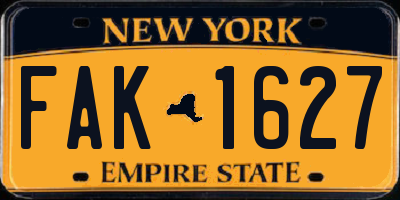 NY license plate FAK1627