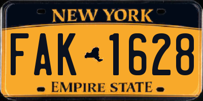 NY license plate FAK1628