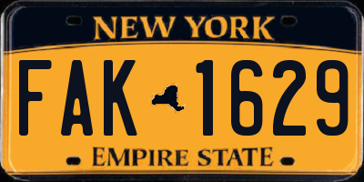 NY license plate FAK1629