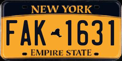 NY license plate FAK1631