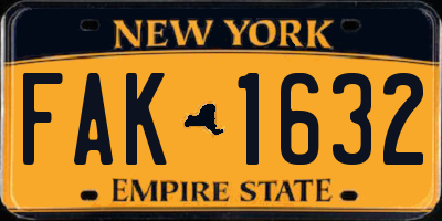 NY license plate FAK1632