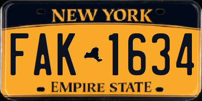 NY license plate FAK1634