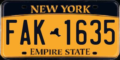 NY license plate FAK1635