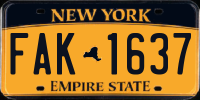 NY license plate FAK1637