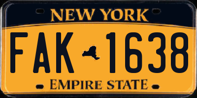 NY license plate FAK1638