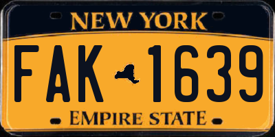 NY license plate FAK1639