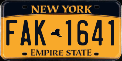 NY license plate FAK1641