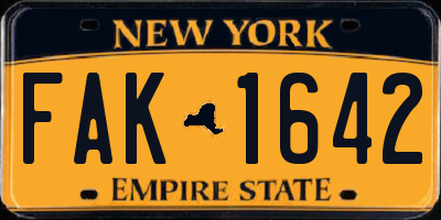 NY license plate FAK1642