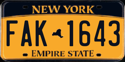 NY license plate FAK1643