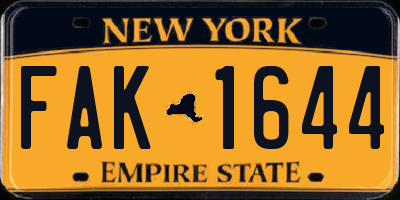 NY license plate FAK1644