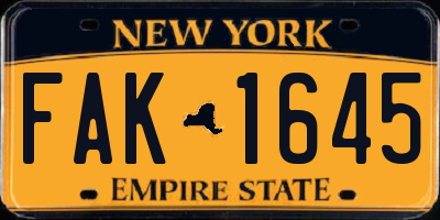 NY license plate FAK1645