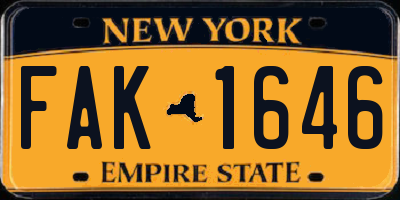 NY license plate FAK1646