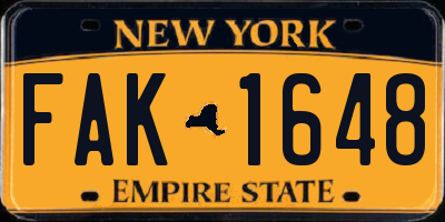 NY license plate FAK1648