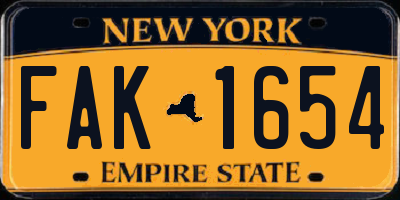 NY license plate FAK1654