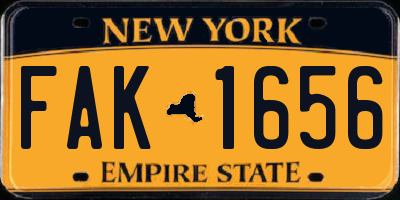 NY license plate FAK1656