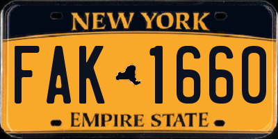 NY license plate FAK1660