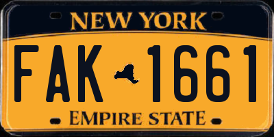 NY license plate FAK1661