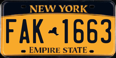 NY license plate FAK1663