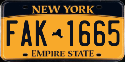 NY license plate FAK1665