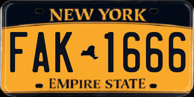 NY license plate FAK1666