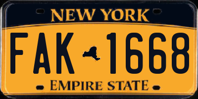 NY license plate FAK1668