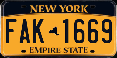 NY license plate FAK1669