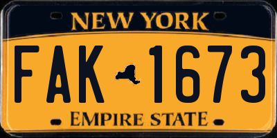 NY license plate FAK1673