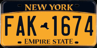 NY license plate FAK1674