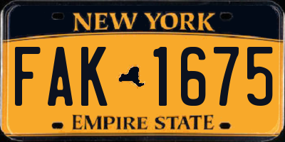 NY license plate FAK1675