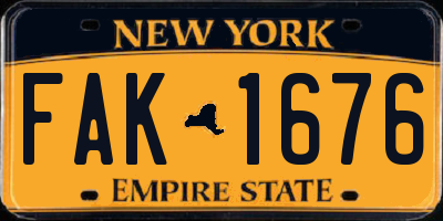 NY license plate FAK1676