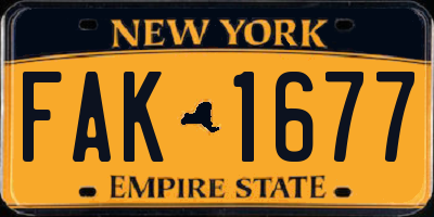 NY license plate FAK1677