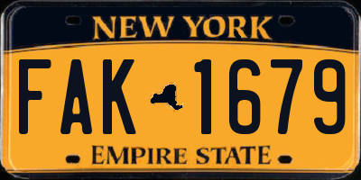 NY license plate FAK1679