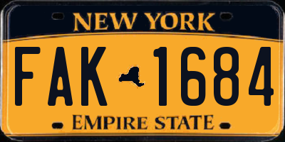 NY license plate FAK1684