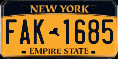 NY license plate FAK1685