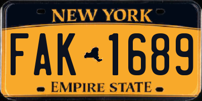 NY license plate FAK1689