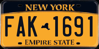 NY license plate FAK1691