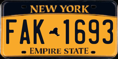 NY license plate FAK1693