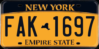 NY license plate FAK1697