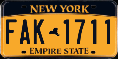 NY license plate FAK1711