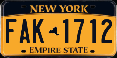 NY license plate FAK1712